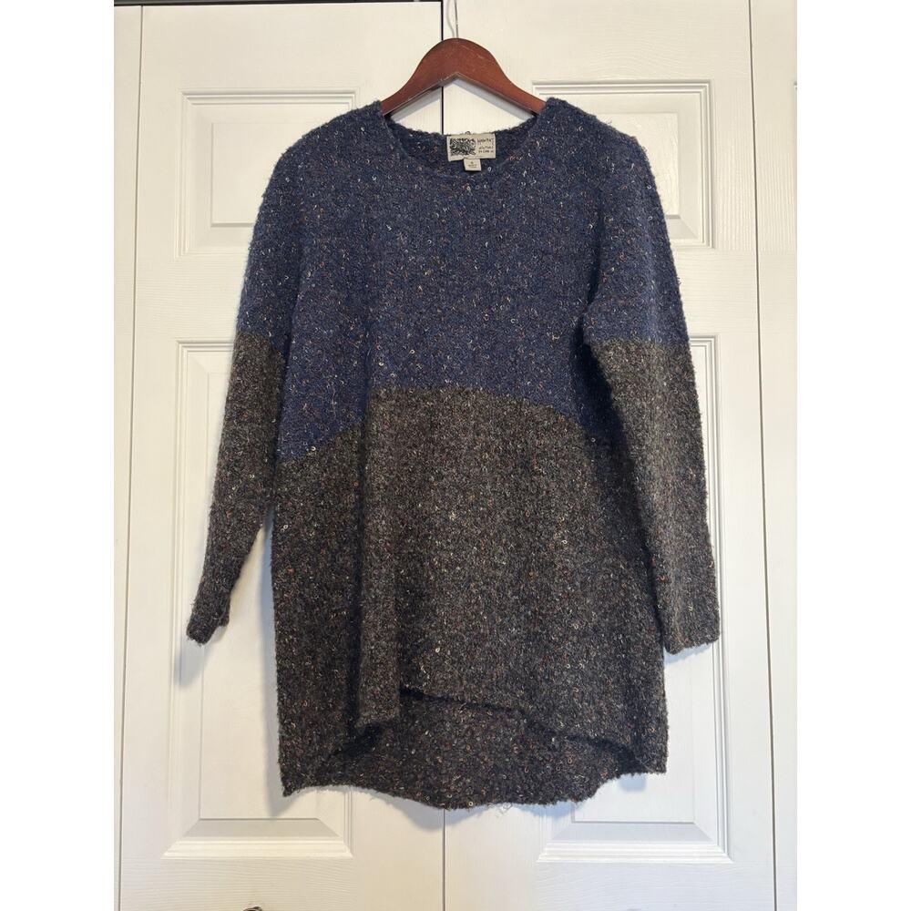 Women’s Habitat Confetti Funnel Sweater Navy Gray Size Small